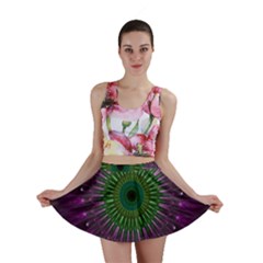 Purple Mandala Fractal Glass Mini Skirt