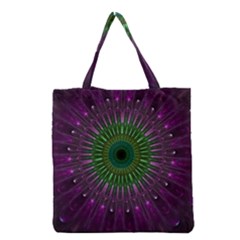 Purple Mandala Fractal Glass Grocery Tote Bag