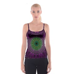 Purple Mandala Fractal Glass Spaghetti Strap Top