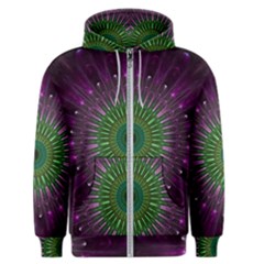 Purple Mandala Fractal Glass Men s Zipper Hoodie by Celenk