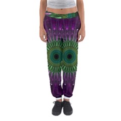 Purple Mandala Fractal Glass Women s Jogger Sweatpants by Celenk