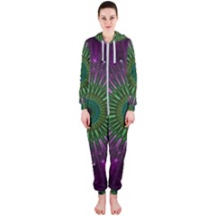 Purple Mandala Fractal Glass Hooded Jumpsuit (Ladies) 