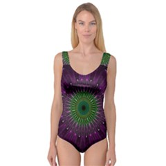 Purple Mandala Fractal Glass Princess Tank Leotard 