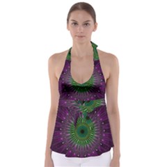 Purple Mandala Fractal Glass Babydoll Tankini Top