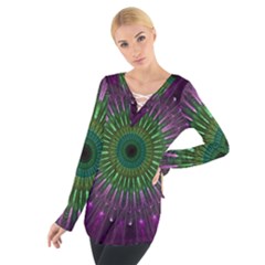 Purple Mandala Fractal Glass Tie Up Tee