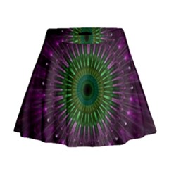 Purple Mandala Fractal Glass Mini Flare Skirt