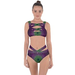Purple Mandala Fractal Glass Bandaged Up Bikini Set 