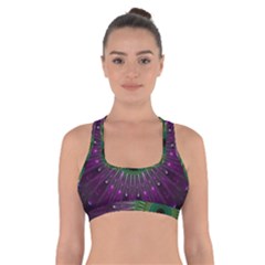 Purple Mandala Fractal Glass Cross Back Sports Bra