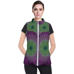 Purple Mandala Fractal Glass Women s Puffer Vest