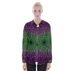 Purple Mandala Fractal Glass Womens Long Sleeve Shirt