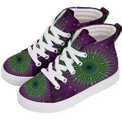 Purple Mandala Fractal Glass Kid s Hi-Top Skate Sneakers