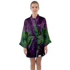 Purple Mandala Fractal Glass Long Sleeve Kimono Robe