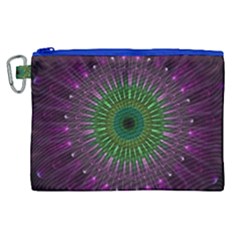 Purple Mandala Fractal Glass Canvas Cosmetic Bag (XL)