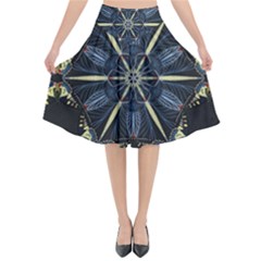 Mandala Butterfly Concentration Flared Midi Skirt