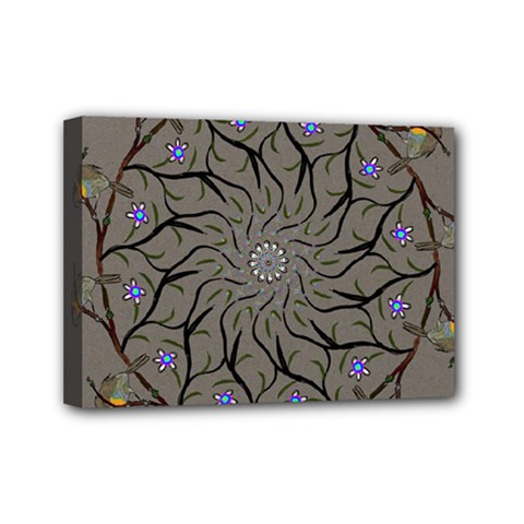 Bird Mandala Spirit Meditation Mini Canvas 7  X 5  by Celenk