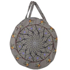 Bird Mandala Spirit Meditation Giant Round Zipper Tote by Celenk