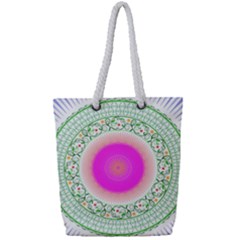 Flower Abstract Floral Full Print Rope Handle Tote (small)