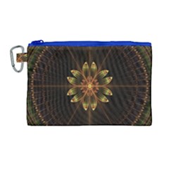 Fractal Floral Mandala Abstract Canvas Cosmetic Bag (large) by Celenk
