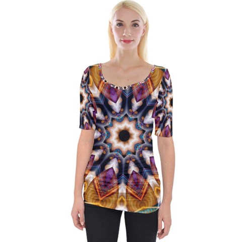 Kaleidoscope Pattern Kaleydograf Wide Neckline Tee by Celenk