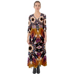 Kaleidoscope Pattern Kaleydograf Button Up Boho Maxi Dress by Celenk