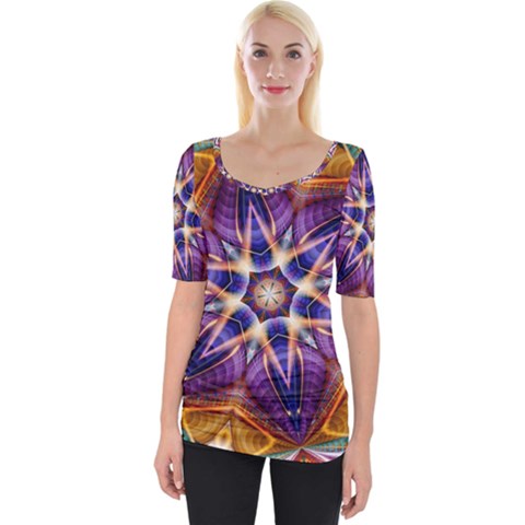 Kaleidoscope Pattern Kaleydograf Wide Neckline Tee by Celenk