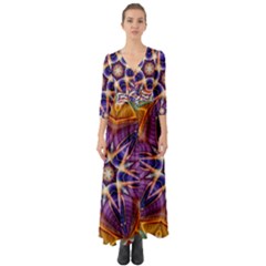 Kaleidoscope Pattern Kaleydograf Button Up Boho Maxi Dress by Celenk