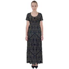 Texture Background Mandala High Waist Short Sleeve Maxi Dress by Celenk