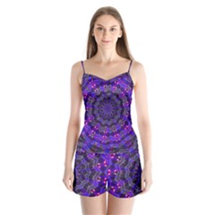 Purple Kaleidoscope Mandala Pattern Satin Pajamas Set by Celenk