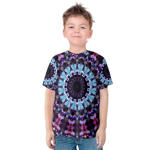 Kaleidoscope Shape Abstract Design Kids  Cotton Tee by Celenk