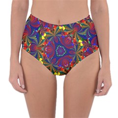 Kaleidoscope Pattern Ornament Reversible High-waist Bikini Bottoms by Celenk