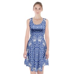 Blue Mandala Kaleidoscope Racerback Midi Dress by Celenk