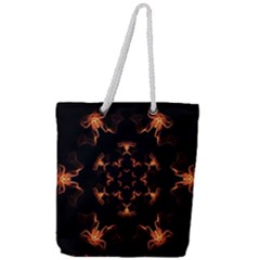 Mandala Fire Mandala Flames Design Full Print Rope Handle Tote (large) by Celenk