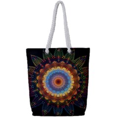Colorful Prismatic Chromatic Full Print Rope Handle Tote (small)
