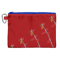 Red Background Paper Plants Canvas Cosmetic Bag (xl) by Celenk