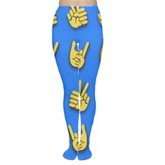 Emojis Hands Fingers Background Women s Tights