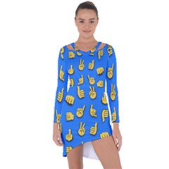 Emojis Hands Fingers Background Asymmetric Cut-out Shift Dress by Celenk