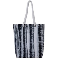Row Trees Nature Birch Full Print Rope Handle Tote (small)