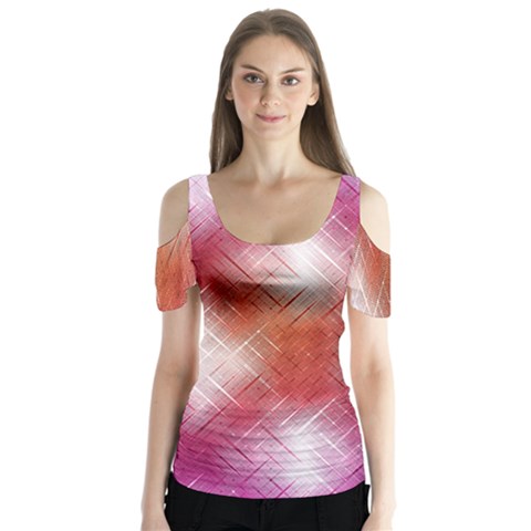Background Texture Pattern 3d Butterfly Sleeve Cutout Tee  by Celenk