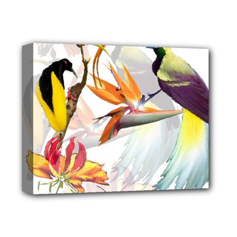 Exotic Birds Of Paradise And Flowers Watercolor Deluxe Canvas 14  X 11  by TKKdesignsCo