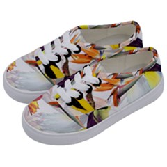 Exotic Birds Of Paradise And Flowers Watercolor Kids  Classic Low Top Sneakers by TKKdesignsCo