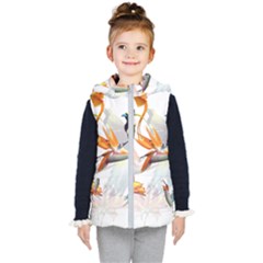 Exotic Birds Of Paradise And Flowers Watercolor Kid s Puffer Vest by TKKdesignsCo