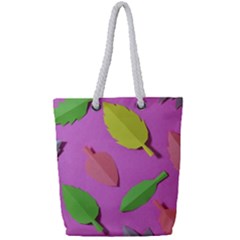 Leaves Autumn Nature Trees Full Print Rope Handle Tote (small)
