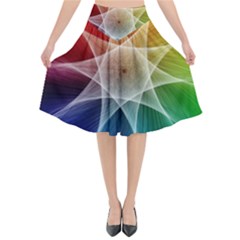 Abstract Star Pattern Structure Flared Midi Skirt
