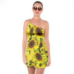 Sun Flower Pattern Background One Soulder Bodycon Dress by Celenk