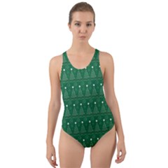 Christmas Tree Pattern Design Cut-out Back One Piece Swimsuit by Celenk