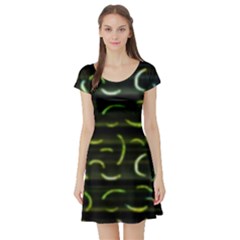 Abstract Dark Blur Texture Short Sleeve Skater Dress by dflcprints