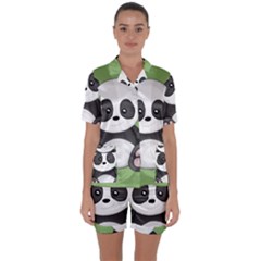 Cute Panda Satin Short Sleeve Pyjamas Set by Valentinaart