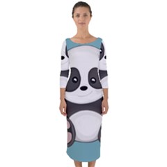 Cute Panda Quarter Sleeve Midi Bodycon Dress by Valentinaart