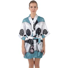 Cute Panda Quarter Sleeve Kimono Robe by Valentinaart