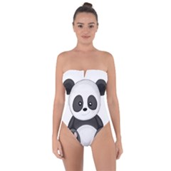 Cute Panda Tie Back One Piece Swimsuit by Valentinaart